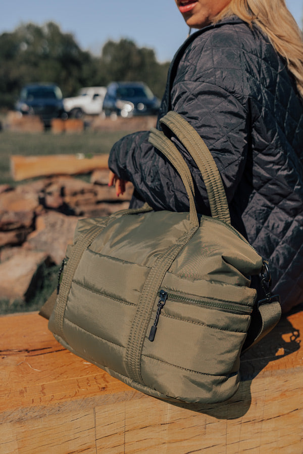 Sharp Witted Quilted Tote In Olive Image - 4