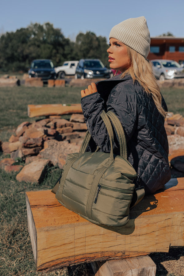 Sharp Witted Quilted Tote In Olive Image - 2