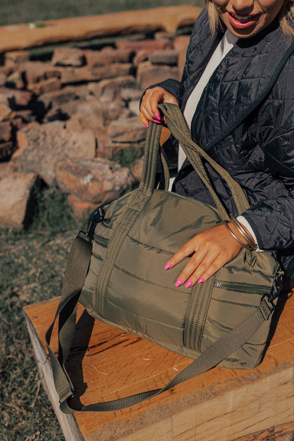 Sharp Witted Quilted Tote In Olive Image - 5