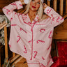 Candy Cane Kisses Satin Pajama Top Image - 1