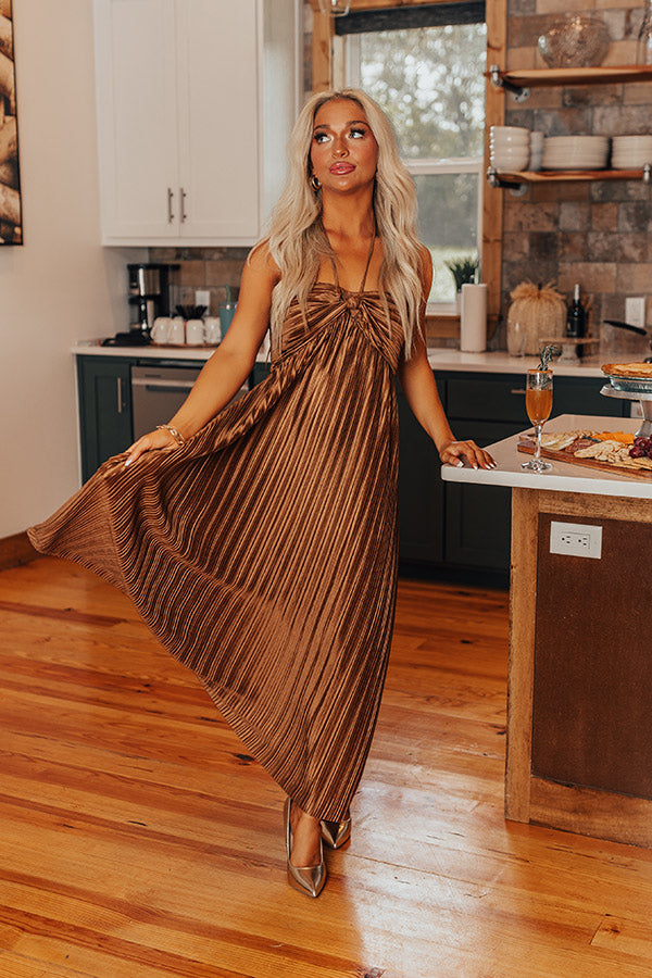 Venice Vision Pleated Midi In Mocha Image - 2