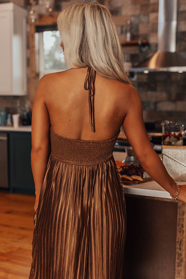 Venice Vision Pleated Midi In Mocha Image - 3