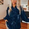 Pure Heart Velvet Button Up In Blue Image - 1