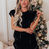 Mulled Wine Pearl Embellished Velvet Mini Dress Image - 1