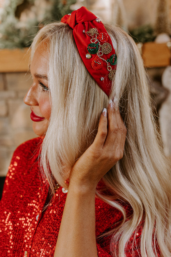 Christmas Carol Embellished Headband In Red Image - 1