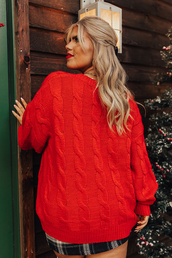 Fa La La Cable Knit Sweater In Red Curves • Impressions Online Boutique