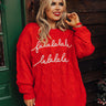 Fa La La Cable Knit Sweater In Red Curves Image - 1