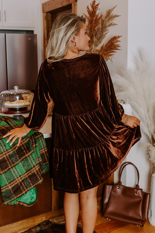 Apple Cider Sips Velvet Dress in Wine main image 1