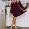 Wine Tasting Velvet Shift Dress In Royal Plum Image - 1