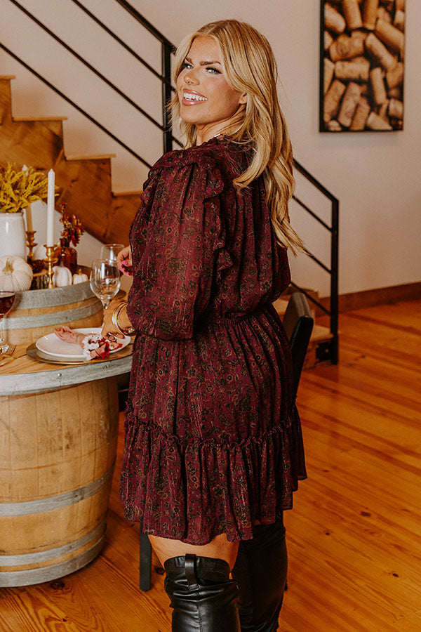 Grace Given Floral Dress In Merlot Curves • Impressions Online Boutique