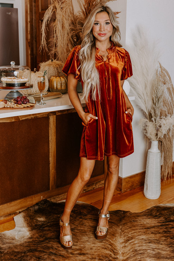 Modern Marvel Velvet Mini Dress In Rust • Impressions Online Boutique Modern Marvel Velvet Mini Dress In Rust • Impressions Online Boutique