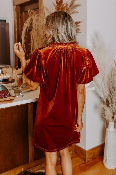 Modern Marvel Velvet Mini Dress In Rust • Impressions Online Boutique Modern Marvel Velvet Mini Dress In Rust • Impressions Online Boutique
