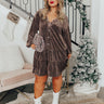 Wine Tasting Velvet Shift Dress In Brown Curves Image - 1