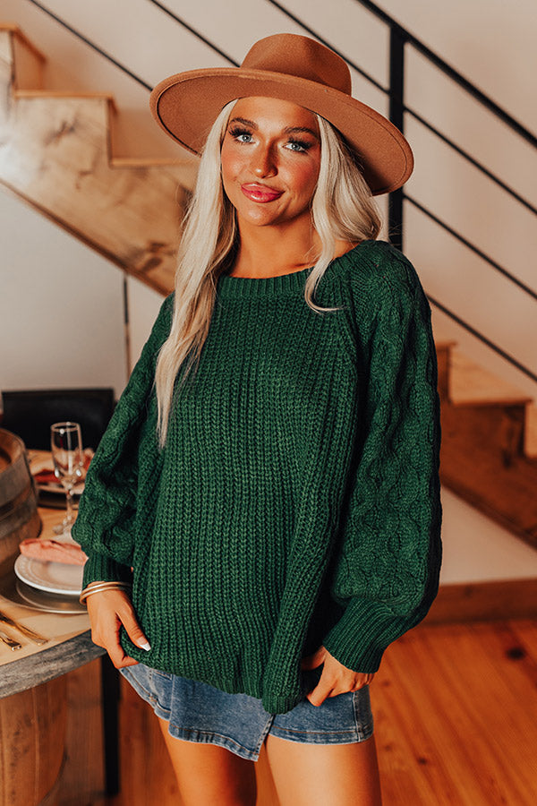 Cozy Callings Knit Sweater in Hunter Green Image - 5