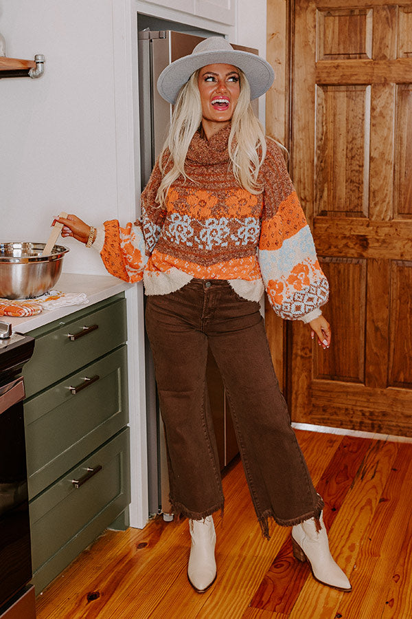 Autumn Brunch Knit Sweater in Cinnamon