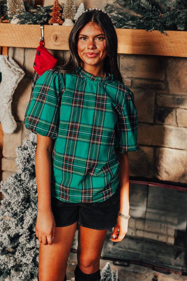 Beautiful Routine Plaid Top In Green
