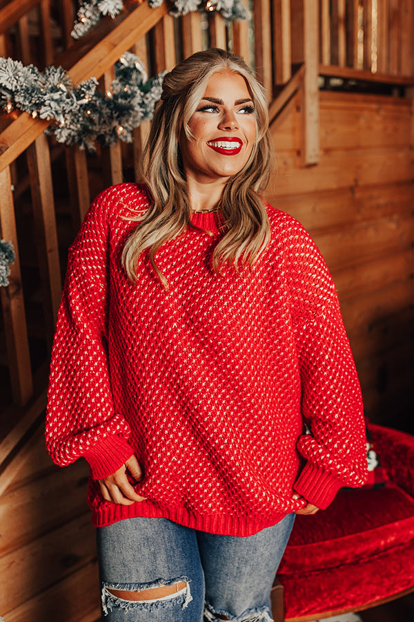 Mountain View Knit Sweater In Red Curves Image - 1