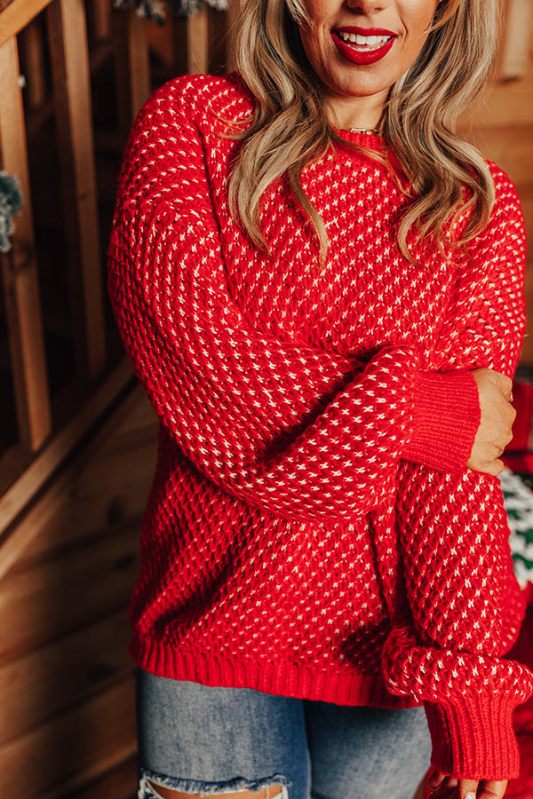 Mountain View Knit Sweater In Red Curves Image - 2