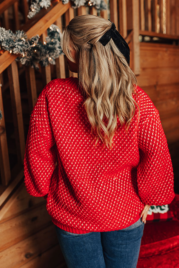 Mountain View Knit Sweater In Red Curves Image - 3