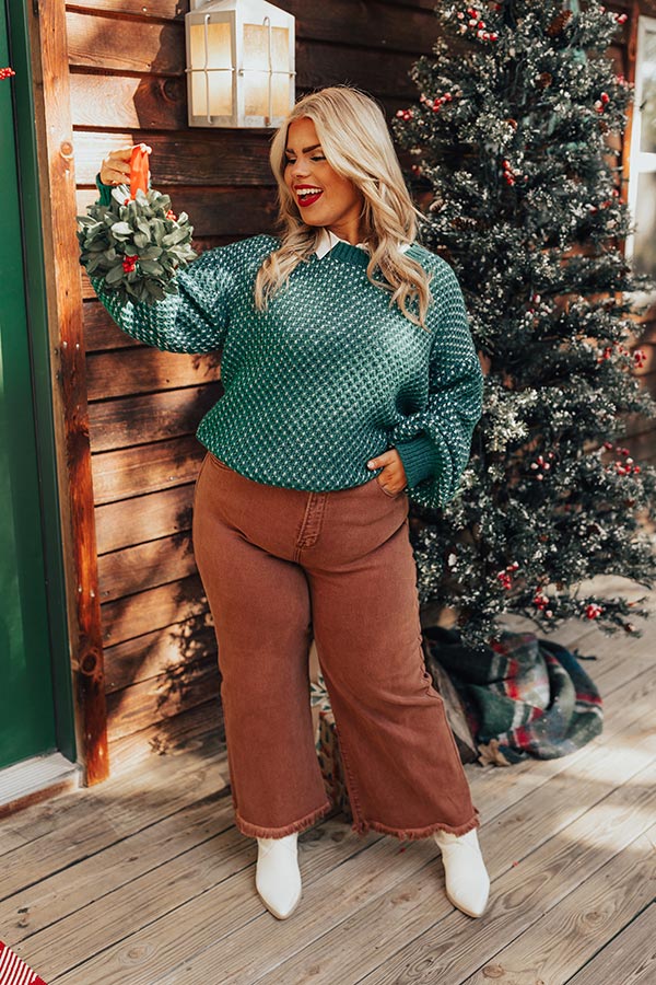 Mountain View Knit Sweater In Hunter Green Curves