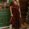 Boho Vibes Embroidered Velvet Midi in Chocolate Image - 1