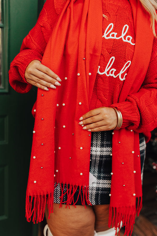 Escape To Comfort Embellished Scarf In Red Image - 3