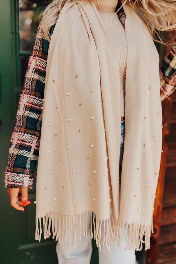 Escape To Comfort Embellished Scarf In Cream Image - 2