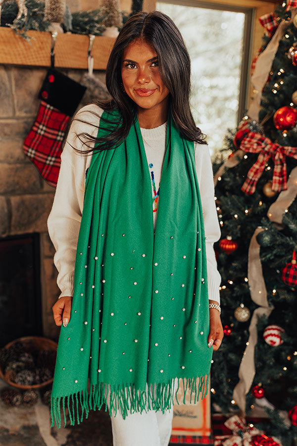 Escape To Comfort Embellished Scarf In Green Image - 1