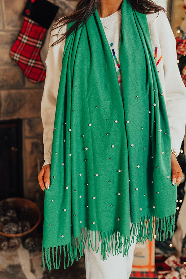 Escape To Comfort Embellished Scarf In Green Image - 3