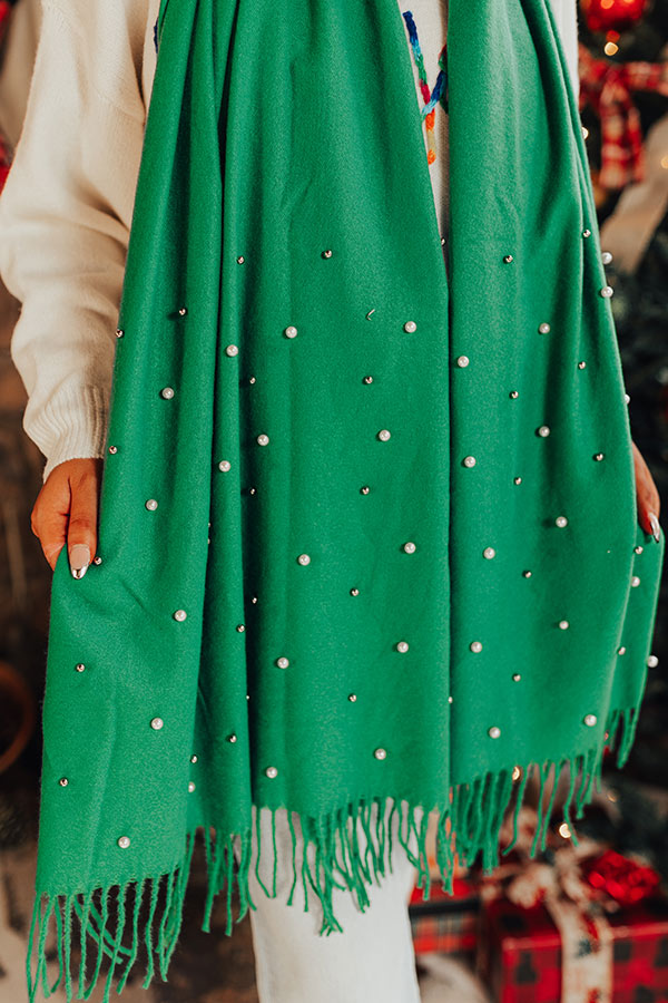 Escape To Comfort Embellished Scarf In Green Image - 2