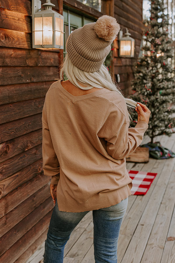 MOCHA PUFF SLEEVE SWEATER TOP