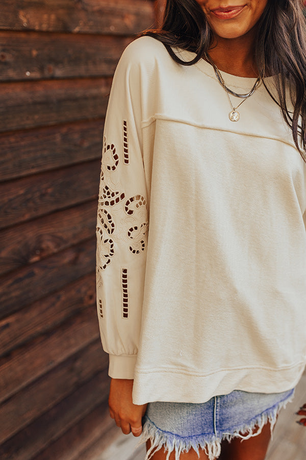 Ojai Afternoon Embroidered Top In Cream