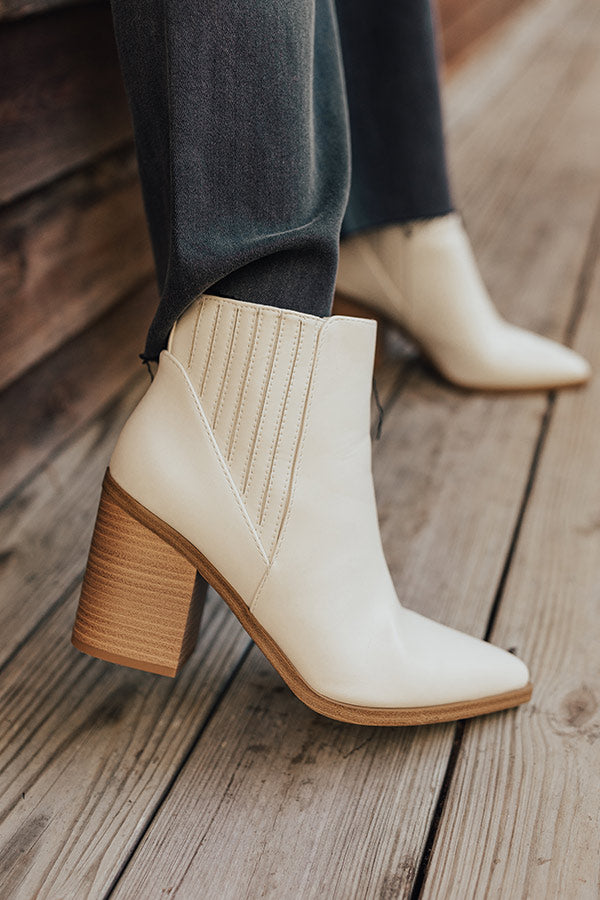 The Benett Faux Leather Bootie in Cream Image - 1