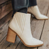 The Benett Faux Leather Bootie in Cream Image - 1