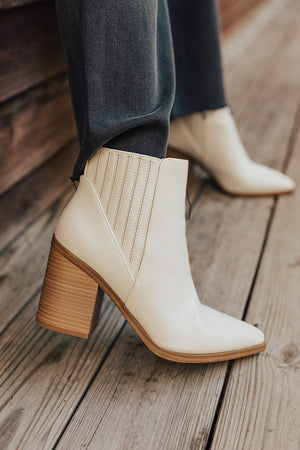 The Benett Faux Leather Bootie in Cream