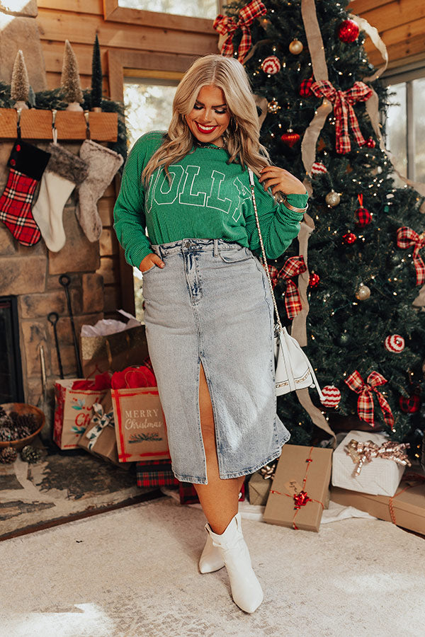 Jolly Graphic Tee In Green Curves