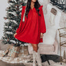 Mistletoe Kisses Shift Dress in Crimson Image - 1