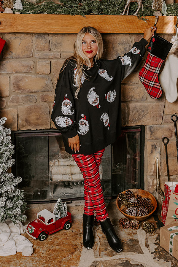 Santa Honey Sequin Sweatshirt in Black Image - 1