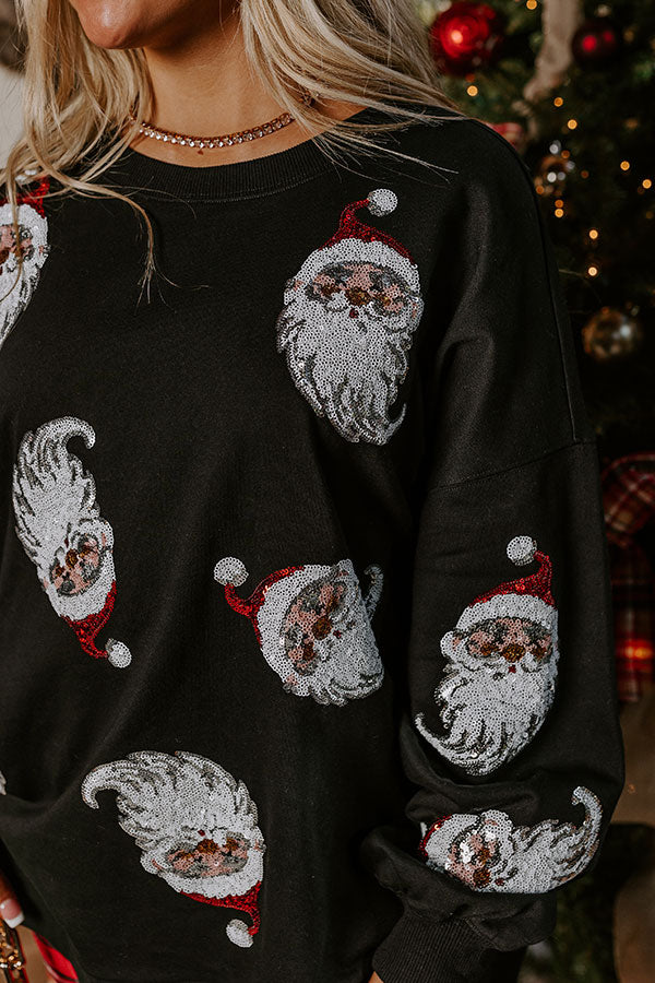 Santa Honey Sequin Sweatshirt in Black Image - 3
