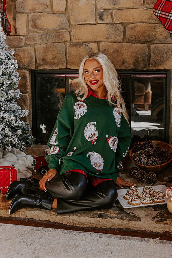 Santa Honey Sequin Sweatshirt in Hunter Green Image - 1