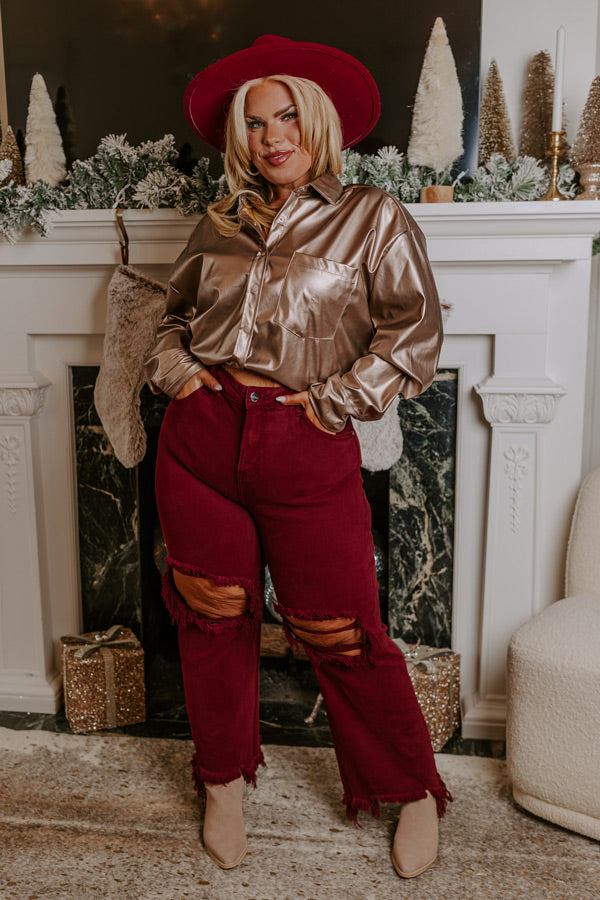 The Eras High Waist Distressed Jean In Wine Curves