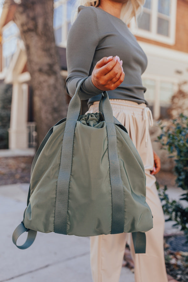 Rise And Grind Backpack In Sage