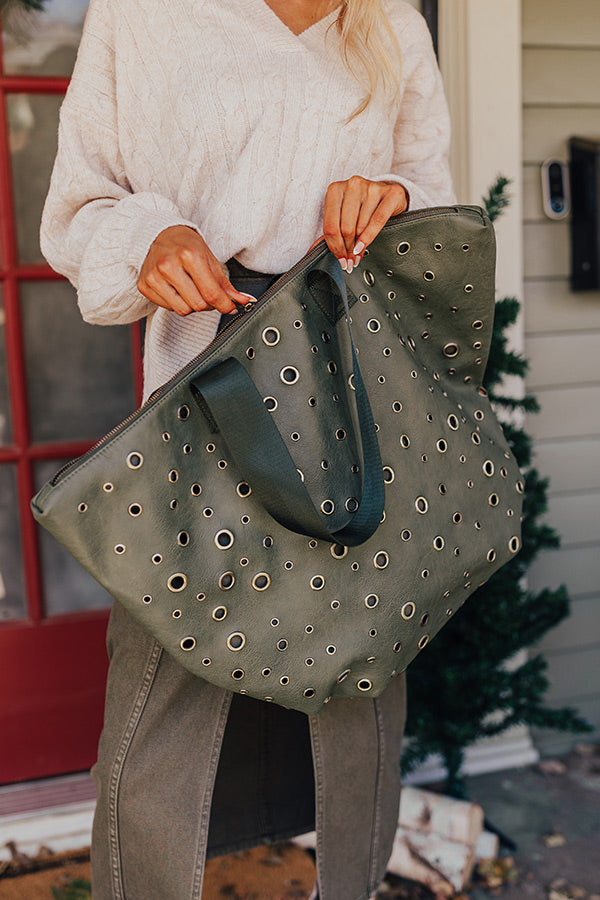 The Bristol Faux Leather Tote In Olive Image - 1