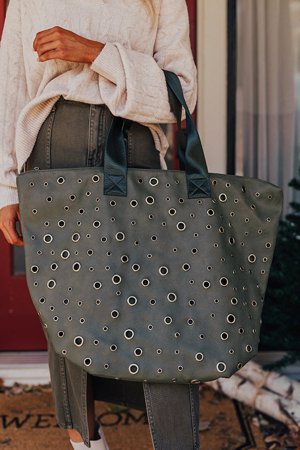 The Bristol Faux Leather Tote In Olive Image - 4