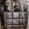 Latte Break Puffer Tote In Grey Image - 1