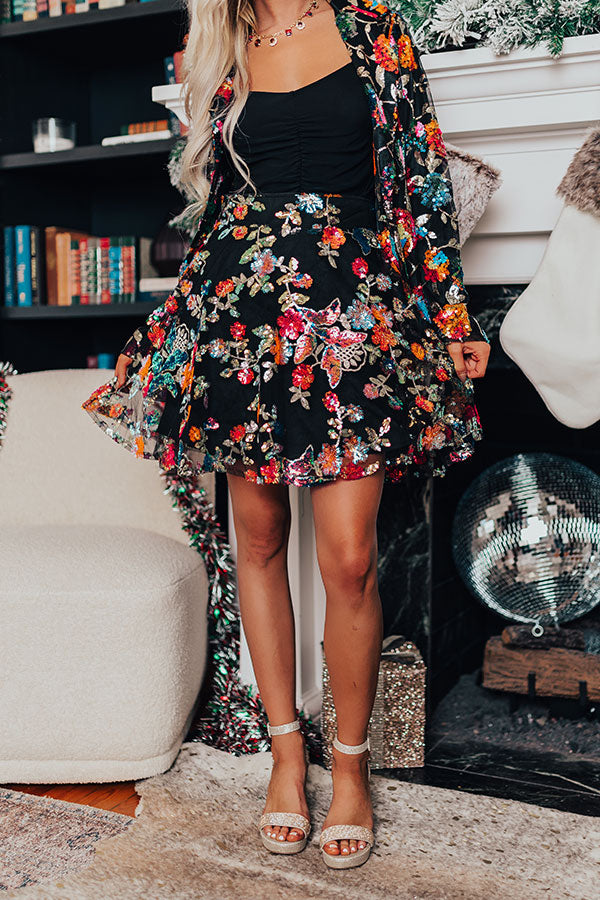 Fan of Floral Sequin Skirt Image - 2