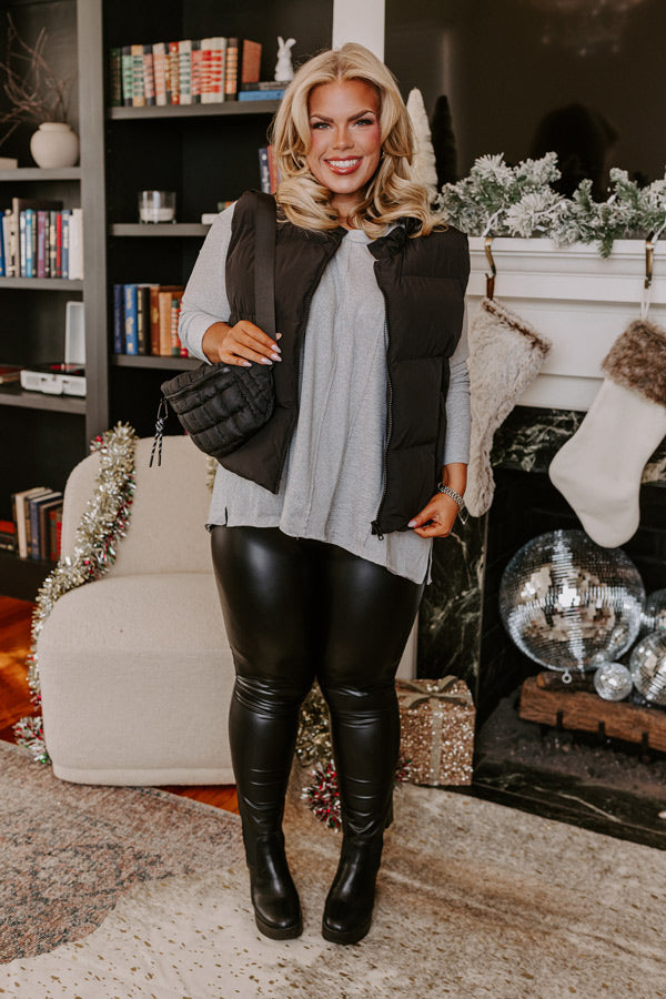 Cool Weather Inclined Puffer Vest in Black Curves Image - 2