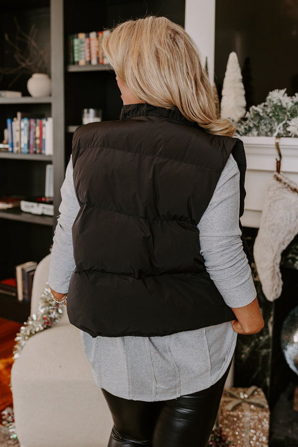 Cool Weather Inclined Puffer Vest in Black Curves Image - 4