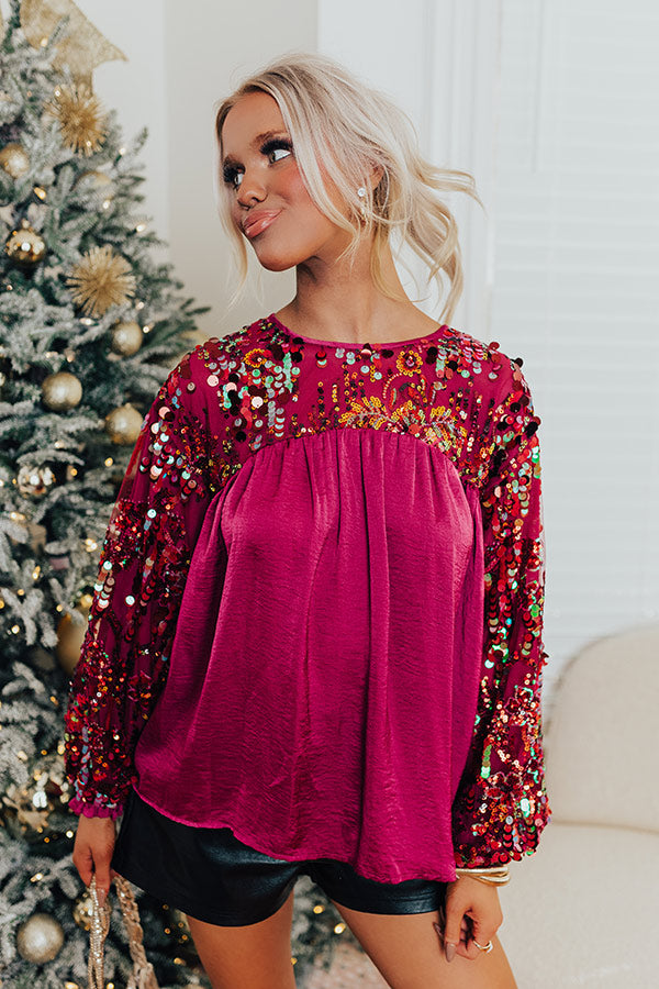 Luxe Lady Sequin Top In Orchid Image - 2