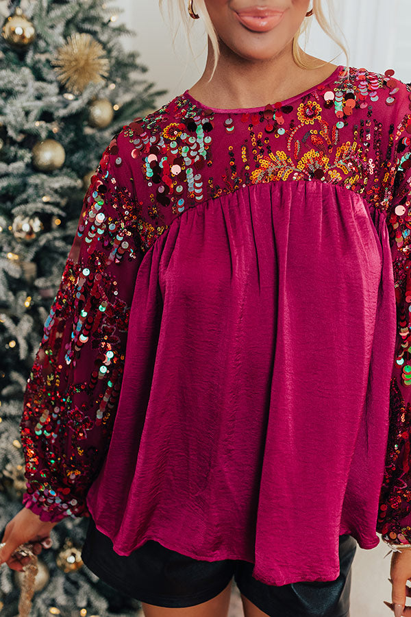 Luxe Lady Sequin Top In Orchid Image - 4